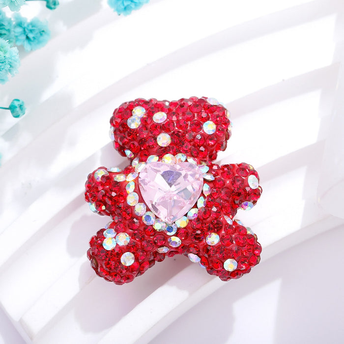 Wholesale Colorful Soft Pottery Diamond Care Bear Straight Hole Beads JDC-BDS-NanT004