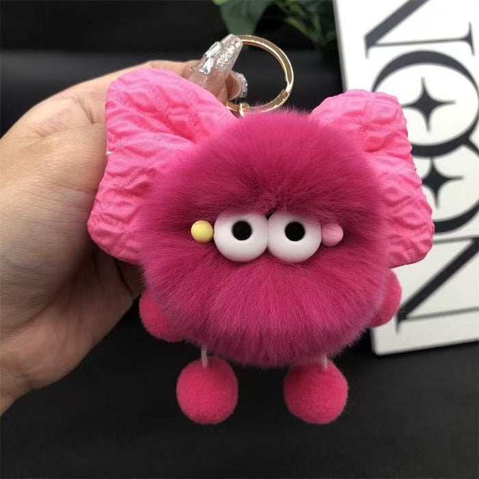 Wholesale Cute plush butterfly knot charcoal ball pendant keychain