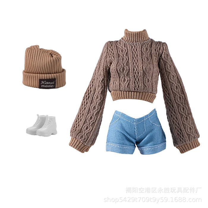 Wholesale Doll dress-up cardigan  hat and shorts set