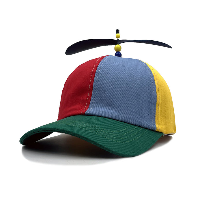 Wholesale Rainbow patchwork bamboo dragonfly propeller soft-top baseball cap