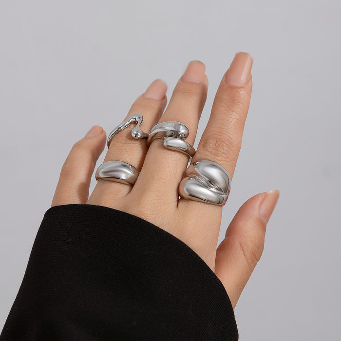Wholesale Design Sense Geometry Ring Niche Open Ring Index Finger Ring Lava Metal Arc Ring