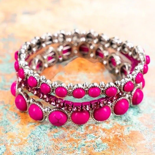 Wholesale New fashionable retro inlaid turquoise rhinestone alloy bracelet with multiple layers