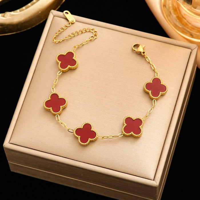 Wholesale  Titanium Steel Bracelet Four-leaf Clover