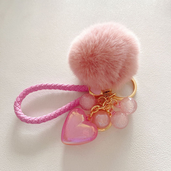 Wholesale Cute Acrylic Resin Beaded Love Fur Ball Keychain JDC-KC-ZhanLun008