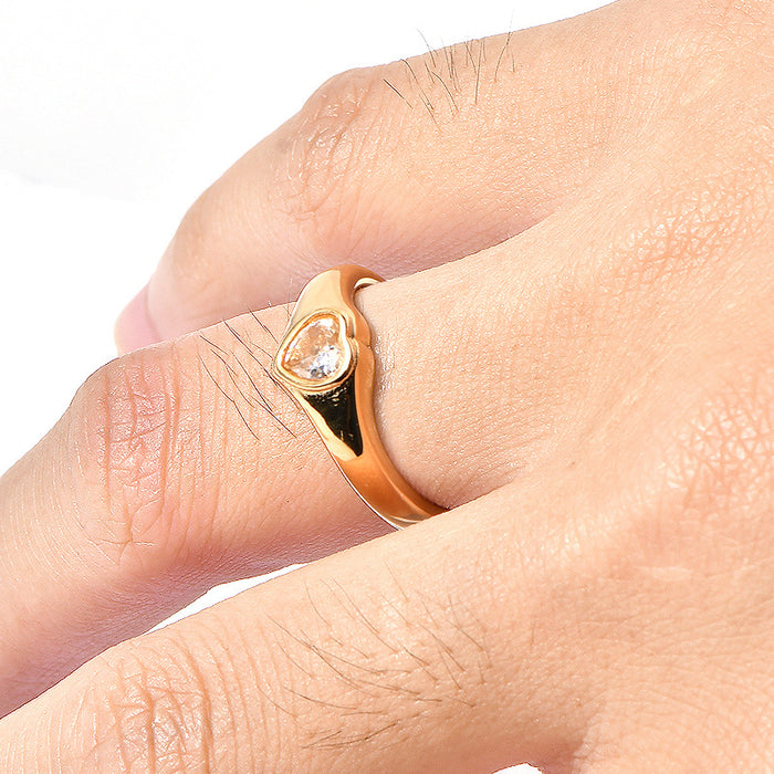 Wholesale Simple style titanium steel heart-shaped diamond ring for women,  light luxury fashion hand jewelry
