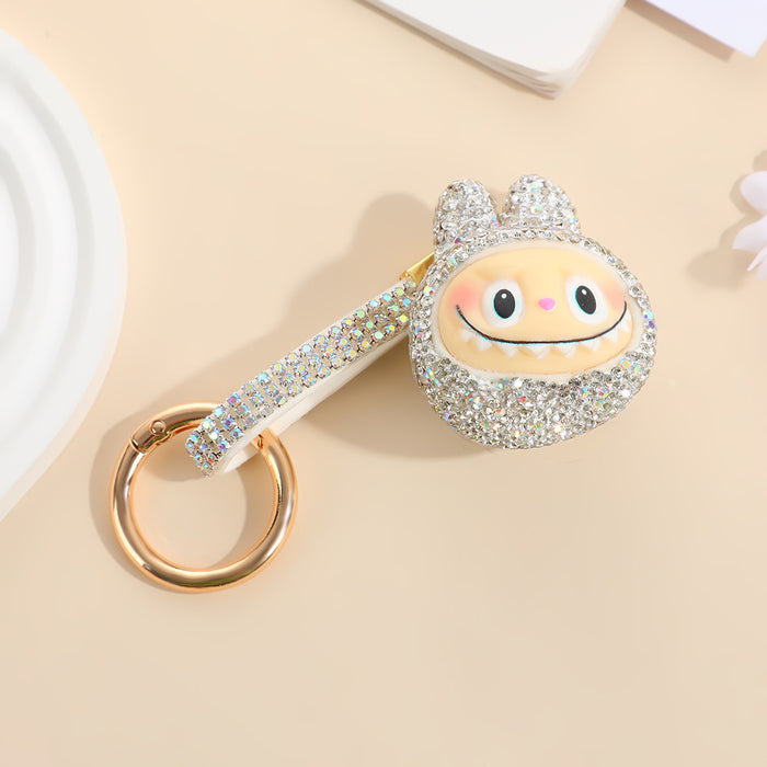 Wholesale DIY rhinestone cartoon doll keychain  Q-version toy key ring