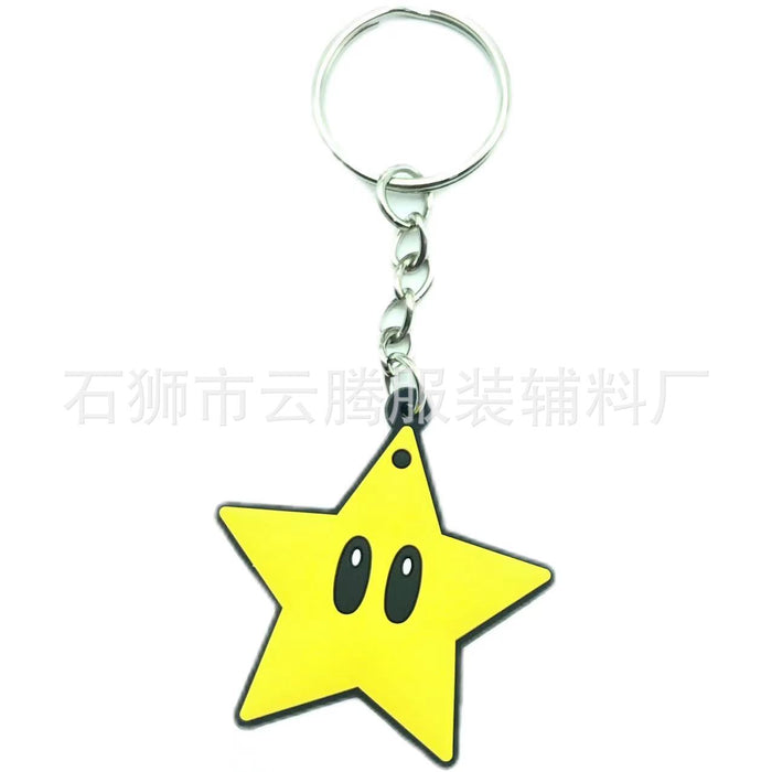 Wholesale 10pcs Cartoon Mushroom Keychain Pendant PVC Key Pendant School Bag Decoration