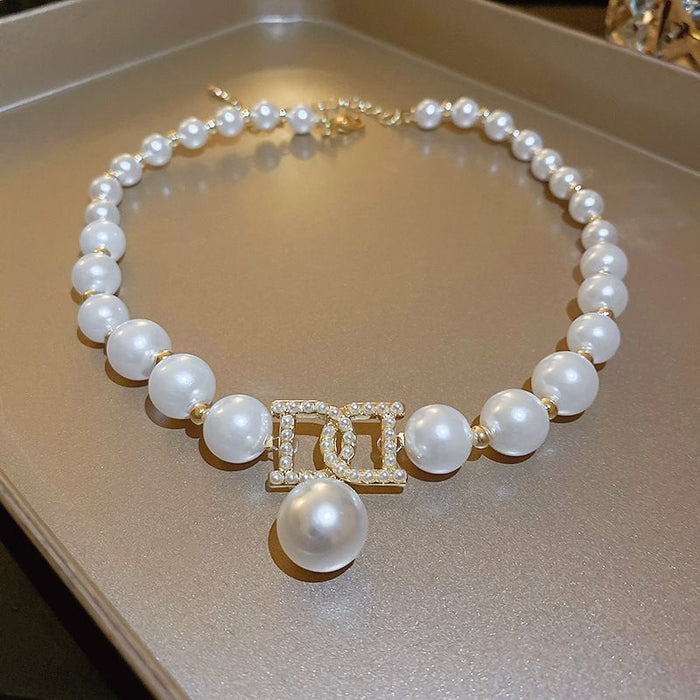 Wholesale Diamond Pearl Splicing Short Necklaces JDC-NE-yihao012