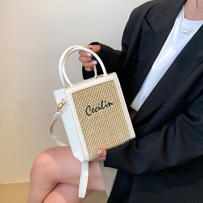 Wholesale Piano Score Straw Handbags