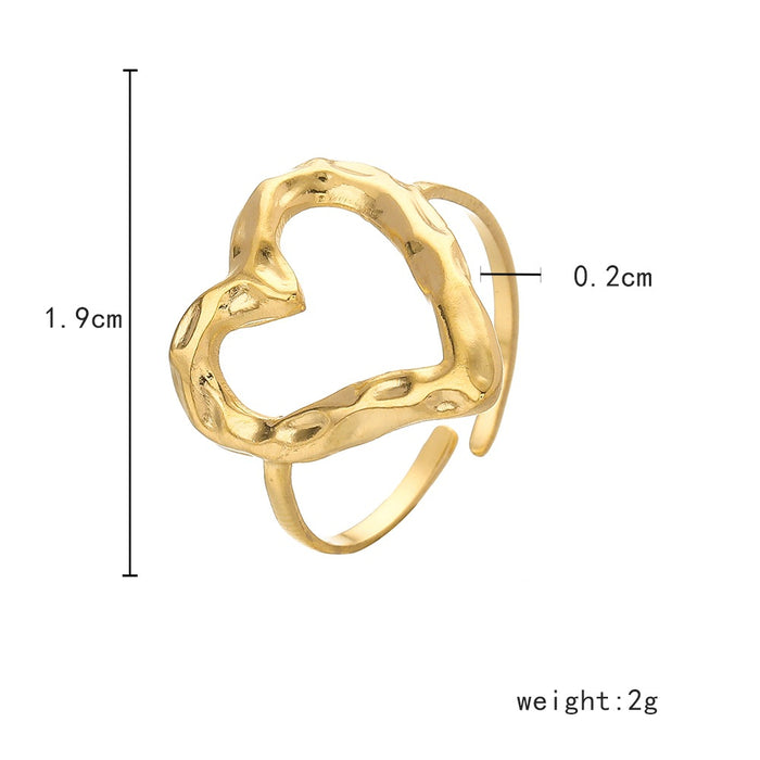 Wholesale Simple temperament, fashionable, light luxury, stainless steel open heart adjustable ring