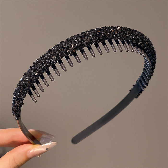 Wholesale Rhinestone Toothed Non-slip Face Washing Hair Band High Cranial Top Head Band