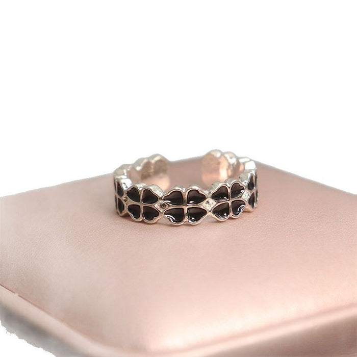 Wholesale Clover flower ring accessories, simple children's ring, niche design, open ring