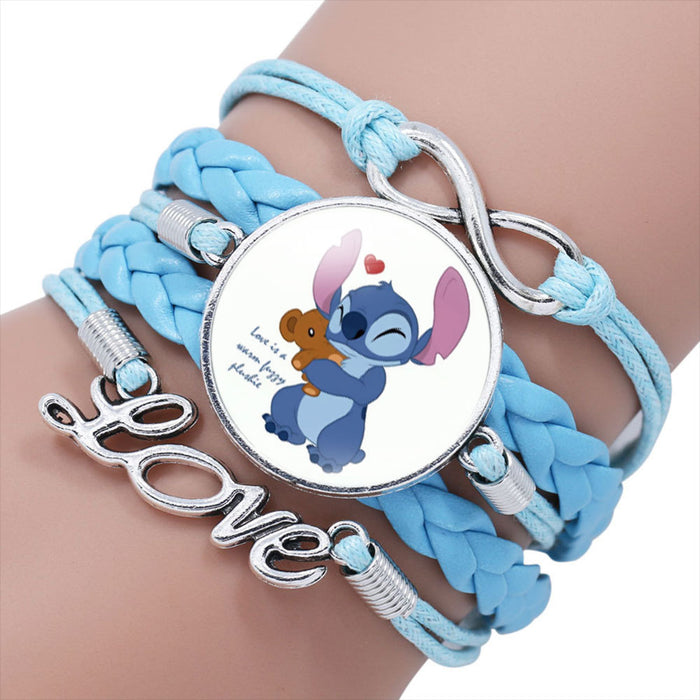 Wholesale Cartoon Braided Multi-layer Gemstone Cowhide Bracelet JDC-BT-NH021