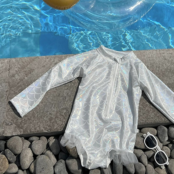 Wholesale New children's long sleeved sunscreen one-piece swimsuit