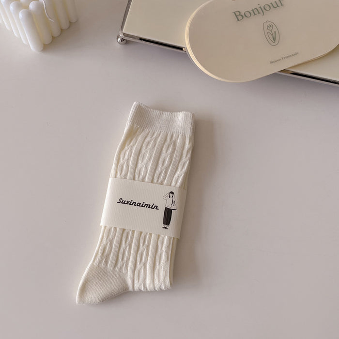 Wholesale Mid length socks, pure cotton socks, stacked socks, simple solid color long socks