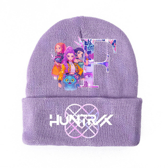 Wholesale KPOP knitted cartoon letters autumn and winter hat
