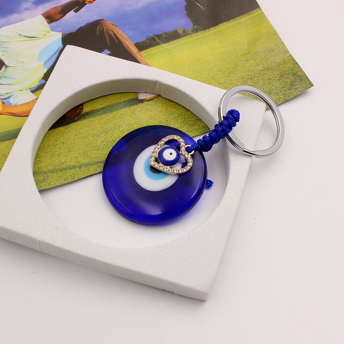 Wholesale Blue Eye Pendant Keychain Pendant with Diamond Set Slant Eyes Devil's Eye