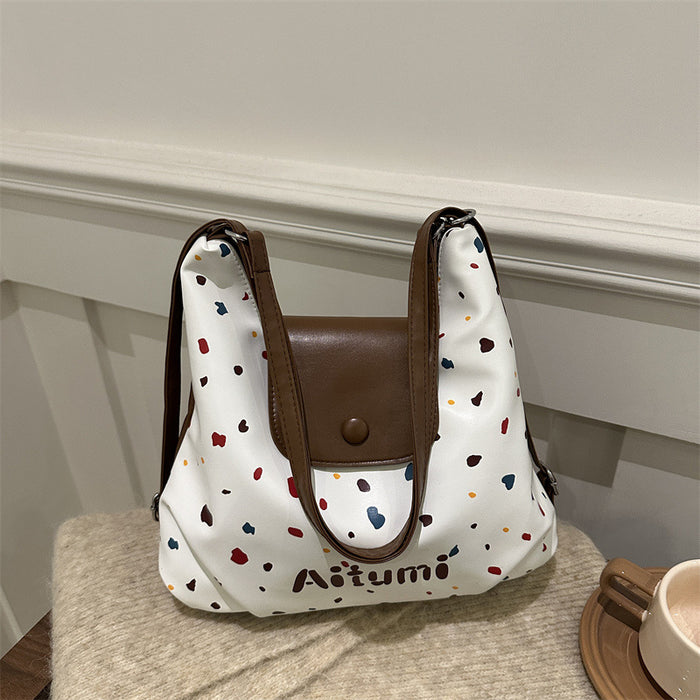 Wholesale New retro large capacity single shoulder commuting wave point fashionable versatile tote bag