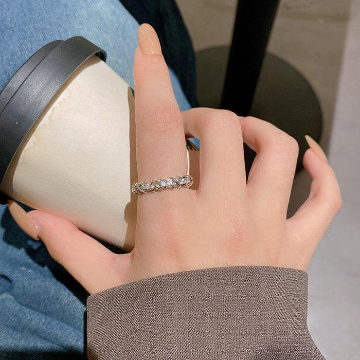 Wholesale Small niche design, classic simplicity, full diamond zircon ring, women's adjustable index finger ring