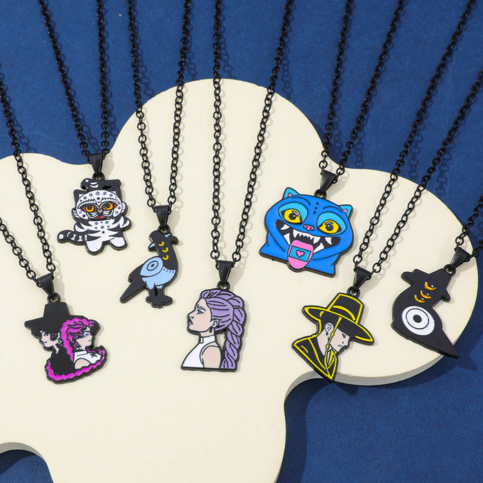 Wholesale K-pop necklace with cartoon dripping oil pendant