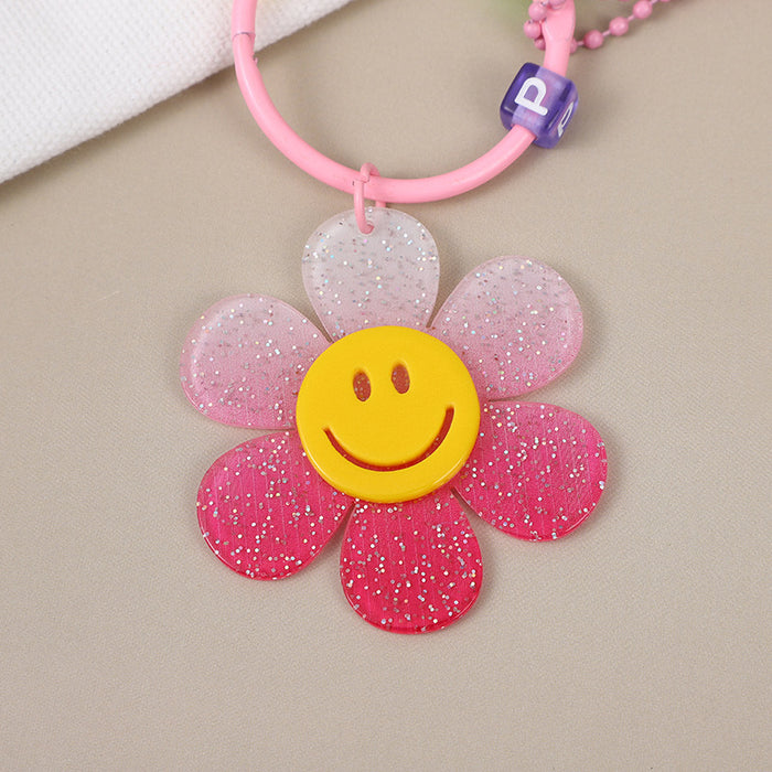 Wholesale Pendant Gradient Smile Keychain Pendant Finished Pendant Flower Bag Accessories