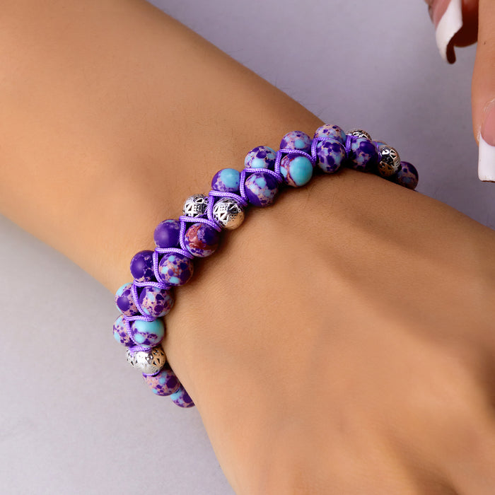 Wholesale Handmade Woven Bracelet Double-layer Winding Geometric Round Natural Stone Beaded Yoga Bracelet