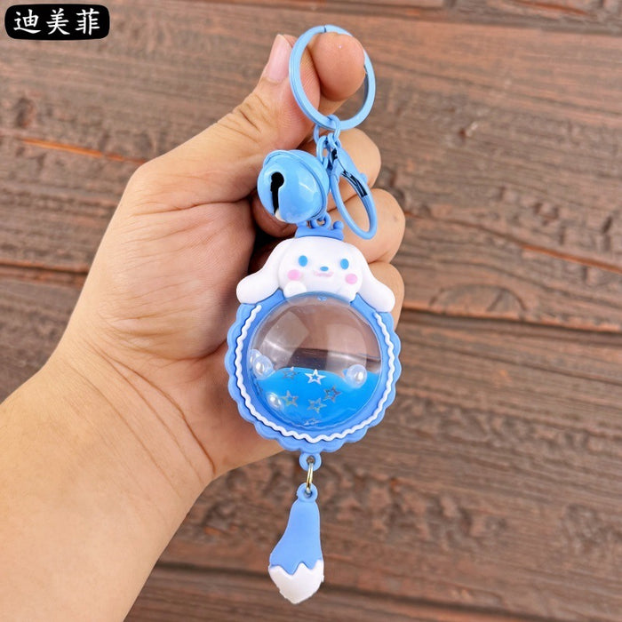 Wholesale Creative liquid oil key chain quicksand key chain crystal ball unicorn floating car cute bag small pendant