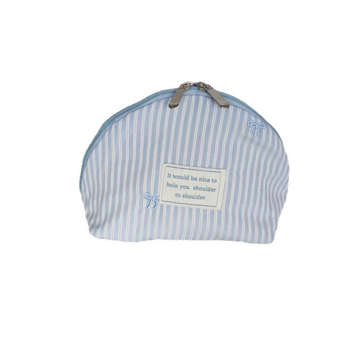 Wholesale Polyester Blue Bow Checkered Makeup Bag Chic Shell Toiletry Pouch For Everyday Use