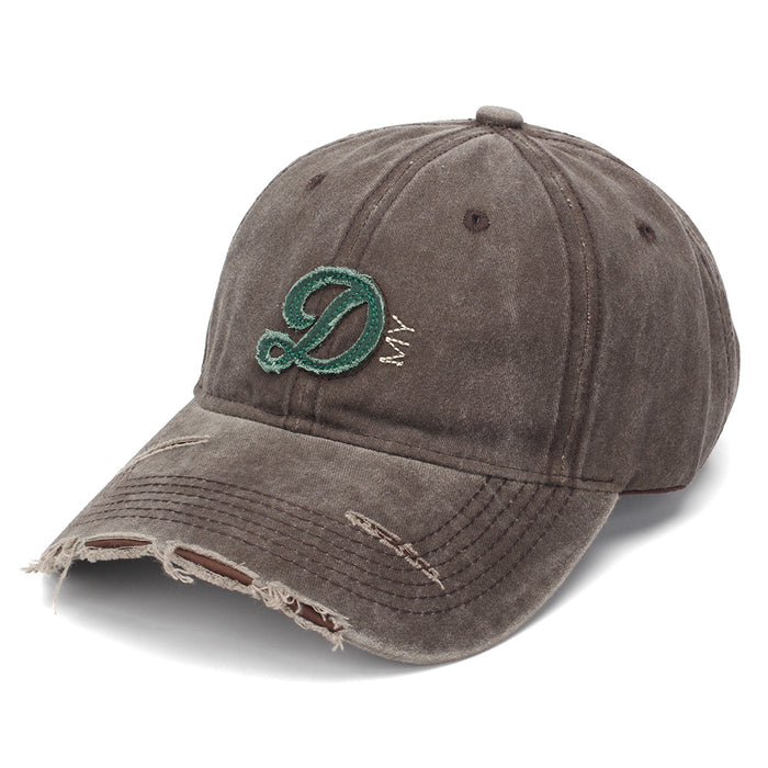 Wholesale Distressed Baseball Cap with Letter D Embroidery Retro Fashion Accessory