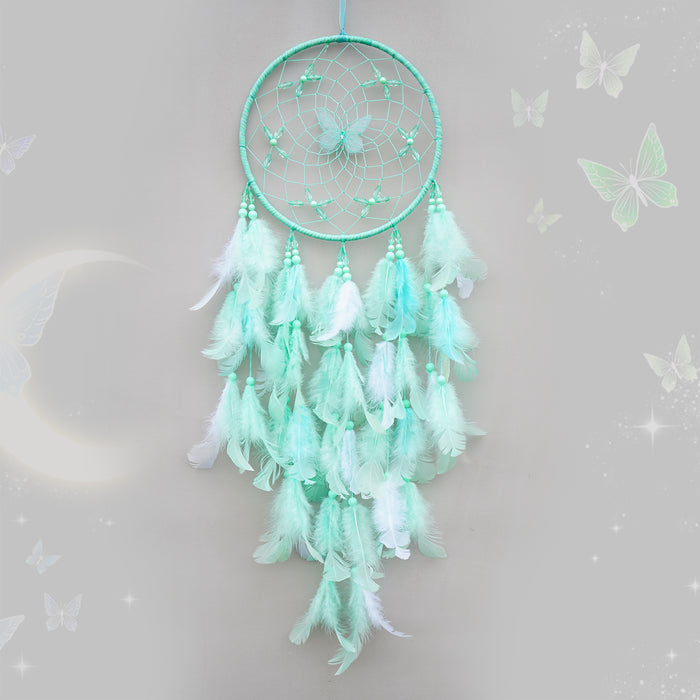 Wholesale Handmade Dreamcatcher Wind Chime Pink Butterfly Flower Rooster Feather Home Decor MOQ≥2