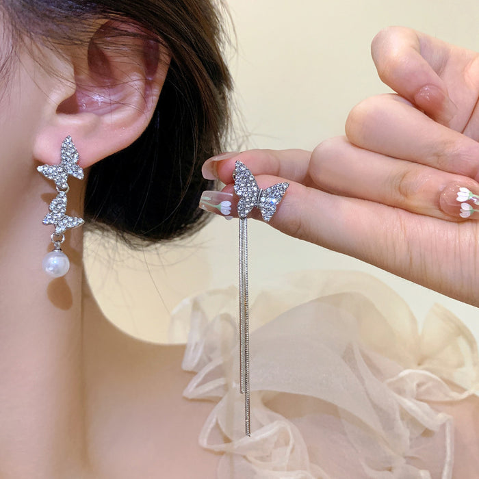 Wholesale Pearl and Zircon Heart Earrings