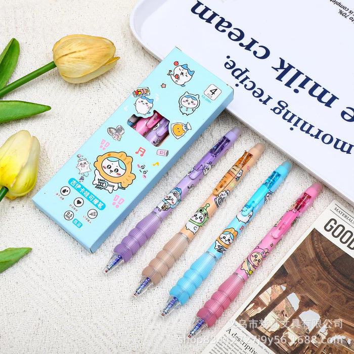 Wholesale 4pcs Erasable pen,  gel pen,  side-press brush pen,  cute cartoon,  student essential pen