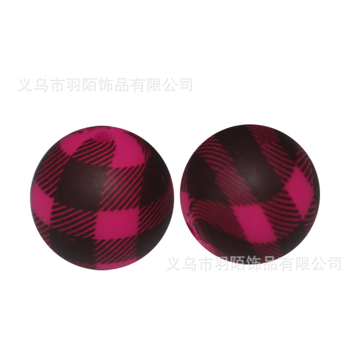 Wholesale 10PCS 15mm Watermark Silicone Color Lattice Beads JDC-BDS-HongZhou030