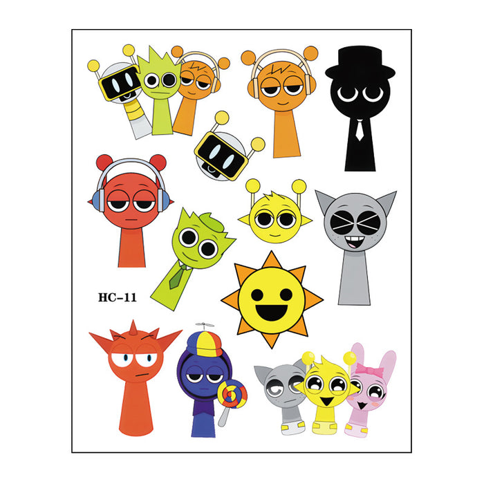 Wholesale Music Game Cartoon Water Transfer Disposable Decorative Sticker