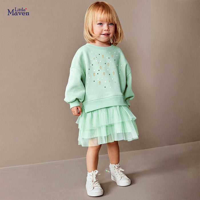 Wholesale Long Sleeve Mesh Plus Velvet Children's Dress JDC-CTS-BST018