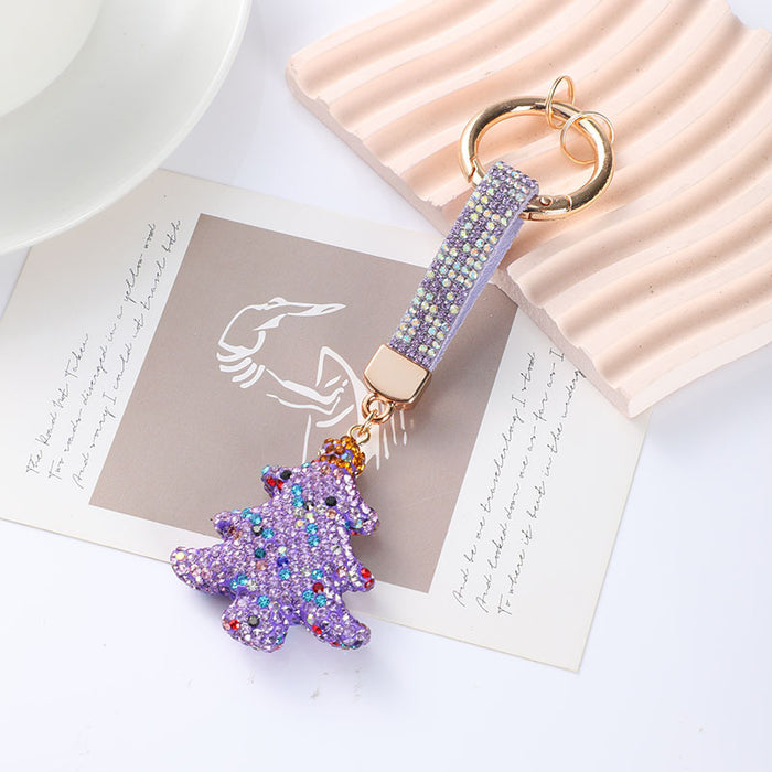 Wholesale Diamond-studded Christmas tree keychain,  Christmas gift,  car keyring