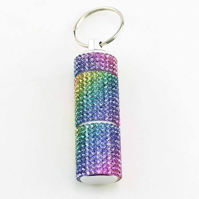 Wholesale Alloy Diamond Mini 2-section Pill Bottle Keychain JDC-KC-TouMS057