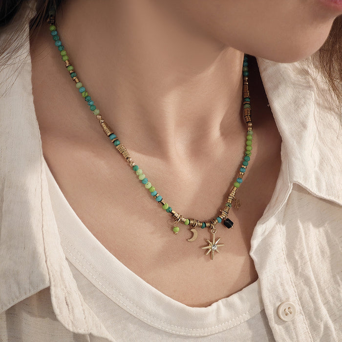 Wholesale Retro Bohemian Ethnic Style Leaf Long Cut Out Geometric Clavicle Chain Zen Style Versatile Personalized Sweater Chain