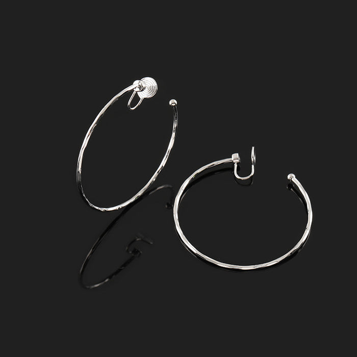Wholesale large circle earrings silver needle non-pierced integrated coil ear clip earrings