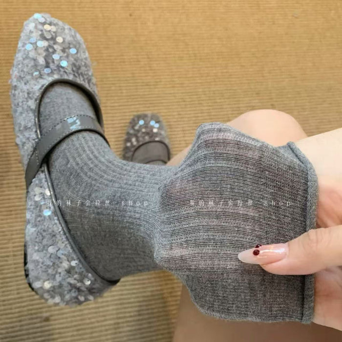 Wholesale Socks, thin, pure cotton pile socks, rolled edges, vertical stripes, boneless long socks