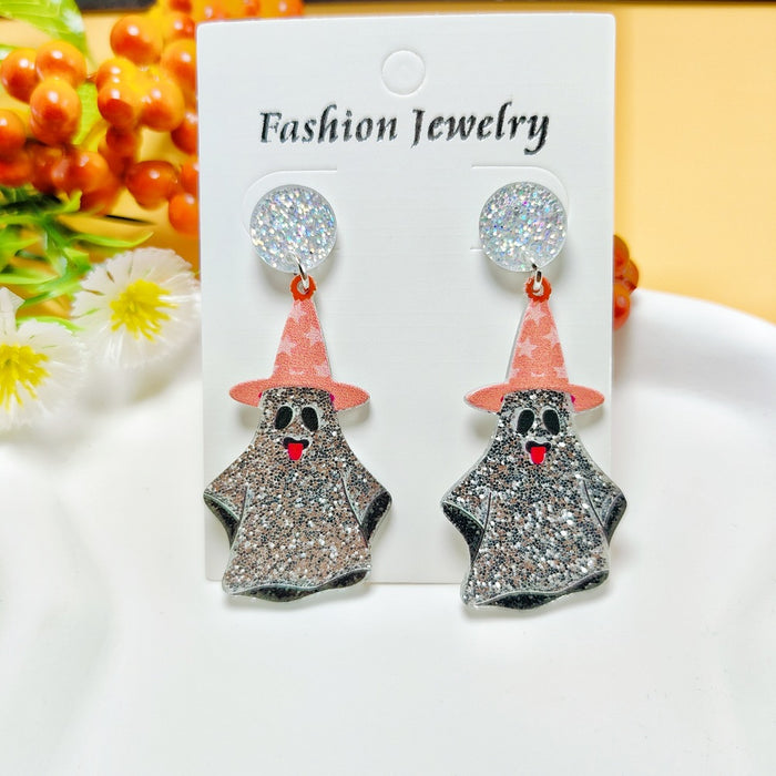 Wholesale Halloween Ghost Style Acrylic Earrings JDC-ES-QiYu002