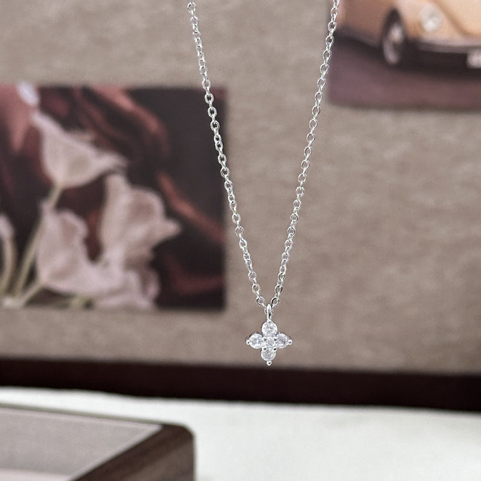 Wholesale Zircon Four-Leaf Flower Necklace Earrings Bracelet Ring Set