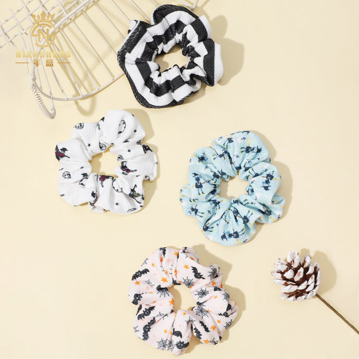 Wholesale  children' s hair accessories printed elastic large intestine ring cloth ring pure cotton girl baby hair ring