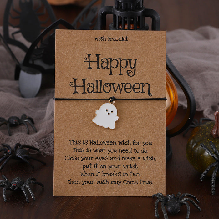 Wholesale Cute colorful ghost pendant bracelet funny oil drop hand-woven card ornaments