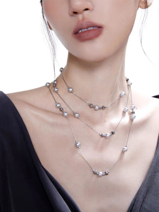 Wholesale Premium pearl necklace, sweater chain, niche design, light luxury collarbone chain, neck chain