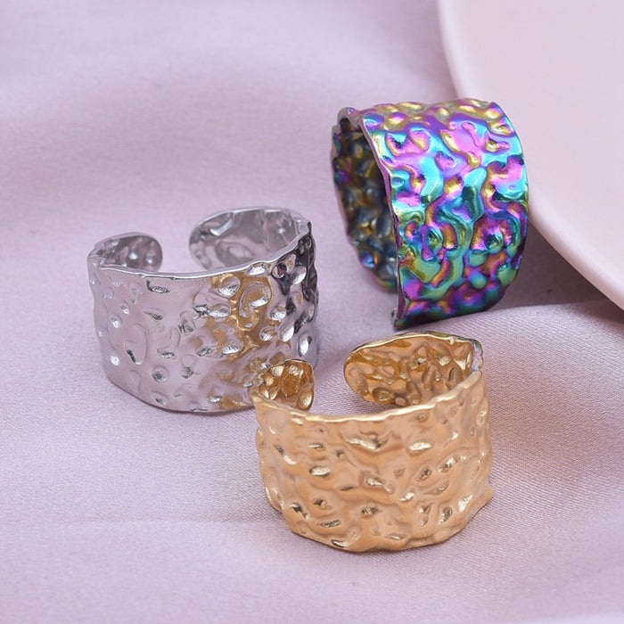 Wholesale Stainless steel titanium steel ring geometric ring for men and women, cool and niche style, simple and adjustable opening