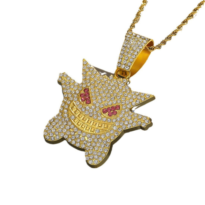 Wholesale Personalized cartoon pendant necklace with diamond inlaid Cuban chain jewelry