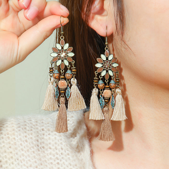 Wholesale Zinc Alloy Bohemian Tassel Earrings - Trendy Fashion Jewelry