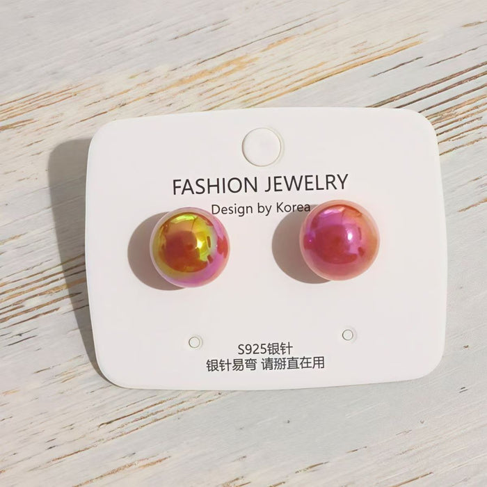 Wholesale Silver Needle 12MM Colorful Pearl Earrings with High Quality and Charm Candy Color Earrings