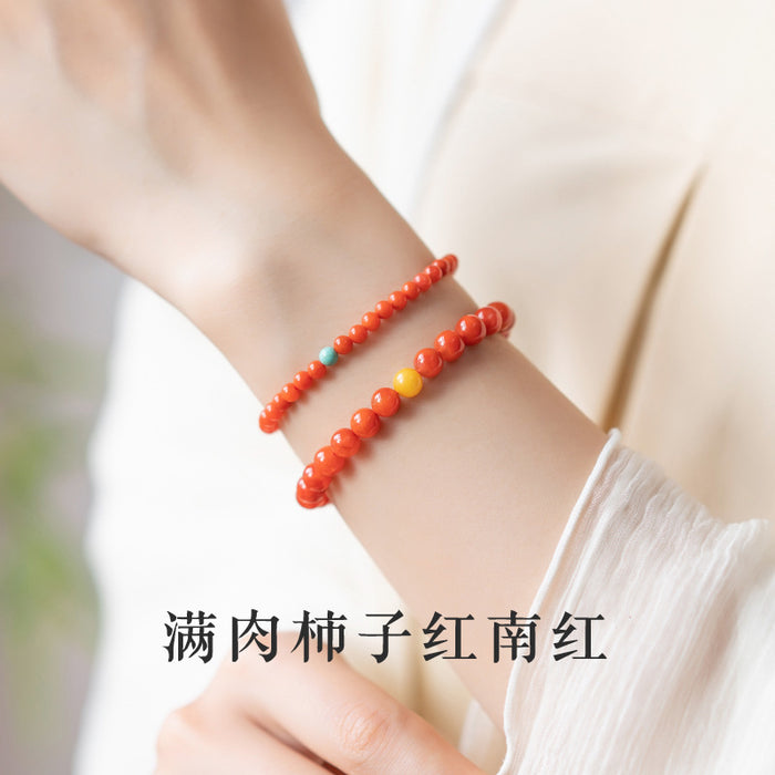 Wholesale Natural Red Agate Bracelet with Small Rice Beads and Multiple Circles